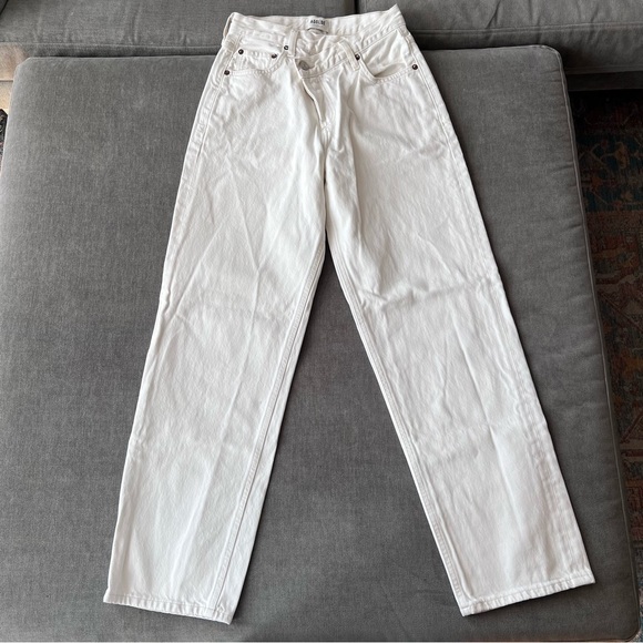 AGOLDE Criss Cross Straight Leg Jeans White 23 - Picture 2 of 7